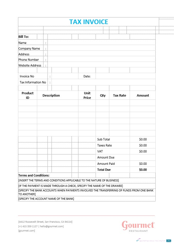 Download Sample Tax Invoice Template Photoshop template
